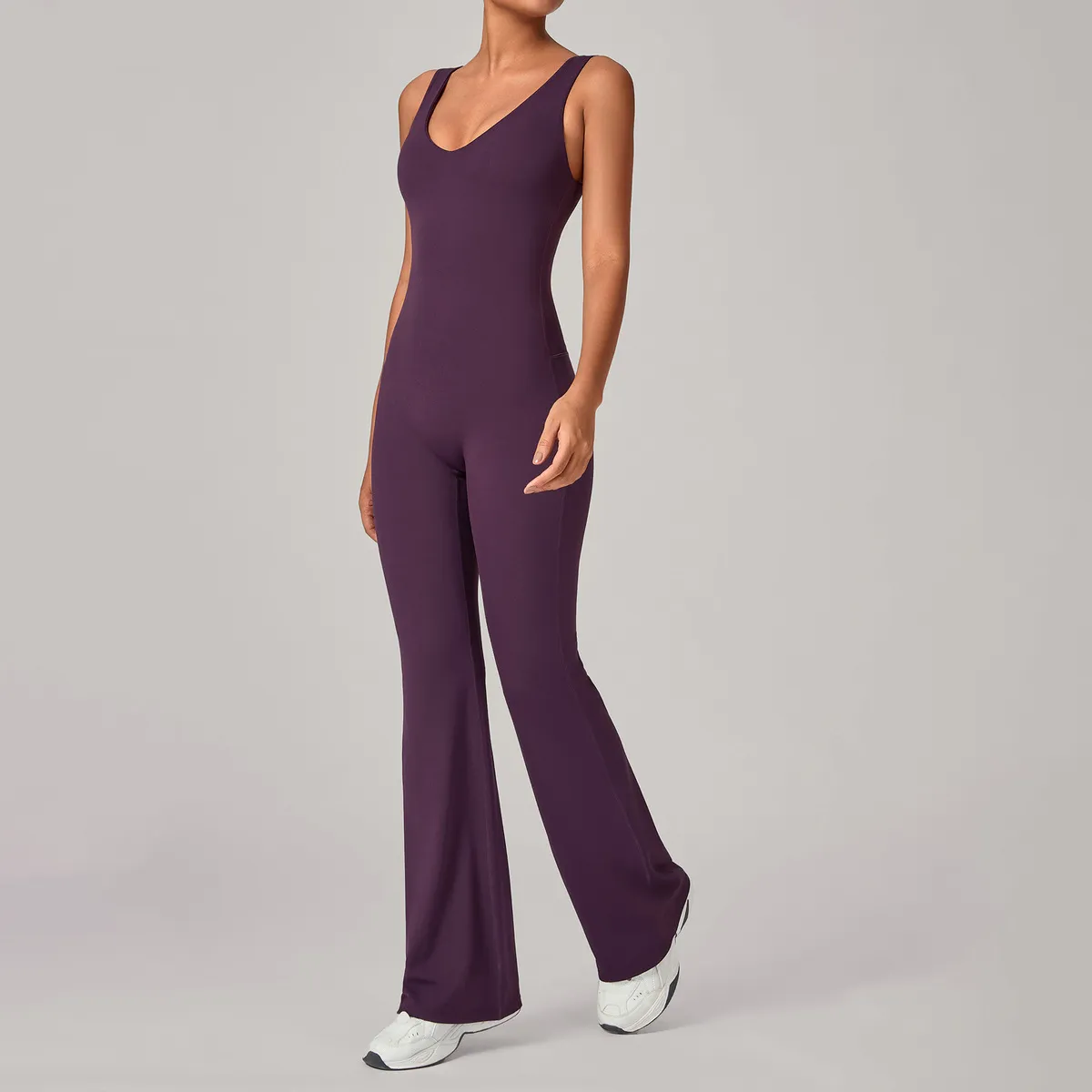 Women Fashion Solid Color Sleeveless Tight Yoga Sports Jumpsuits
