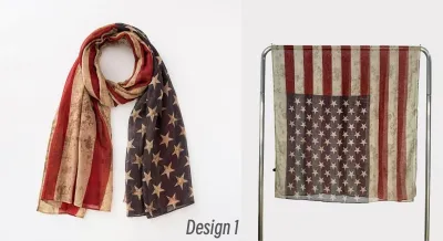 Women Fashion Retro Independence Day Star Stripe Yarn Scarf