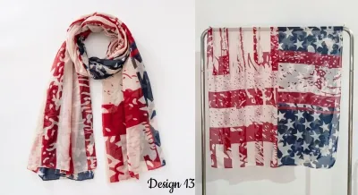 Women Fashion Retro Independence Day Star Stripe Yarn Scarf