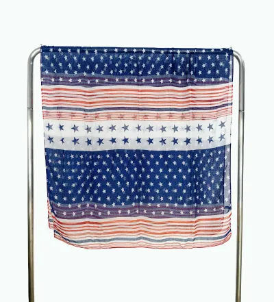 Women Fashion Retro Independence Day Star Stripe Yarn Scarf