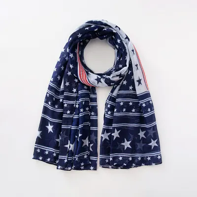 Women Patriotic American Flag Breathable Long Scarf