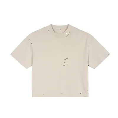 Men's Fashion Casual Summer Cotton Solid Color Hollow-Out Short Sleeve T-Shirt