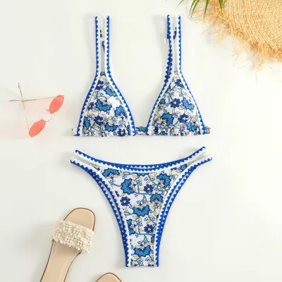 Women Fashion Sexy Flower Printed Bikini Swimsuit