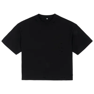 Men's Fashion Casual Summer Solid Color Cotton Hollow-Out Short Sleeve T-Shirt