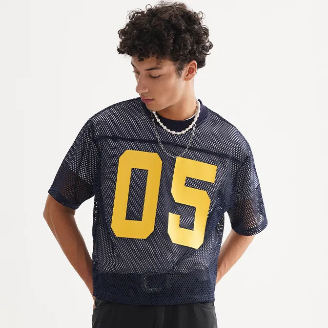 Men's Fashion Casual Summer Sports Printed Mesh Short Sleeve Loose T-Shirt