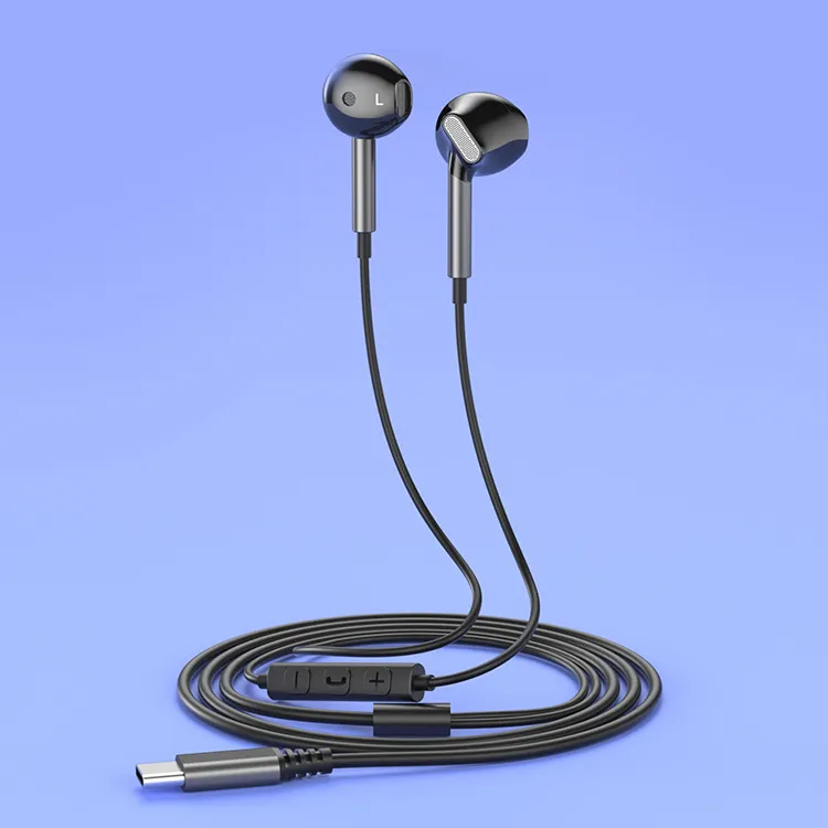 Fashion Solid Color Type-C Semi-In-Ear Wired High Quality Headphones