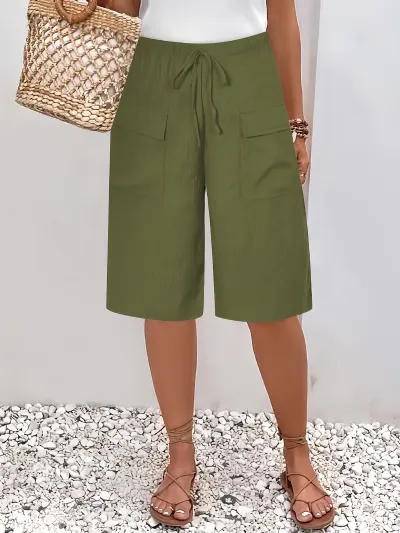Summer Women Casual Solid Color Shorts