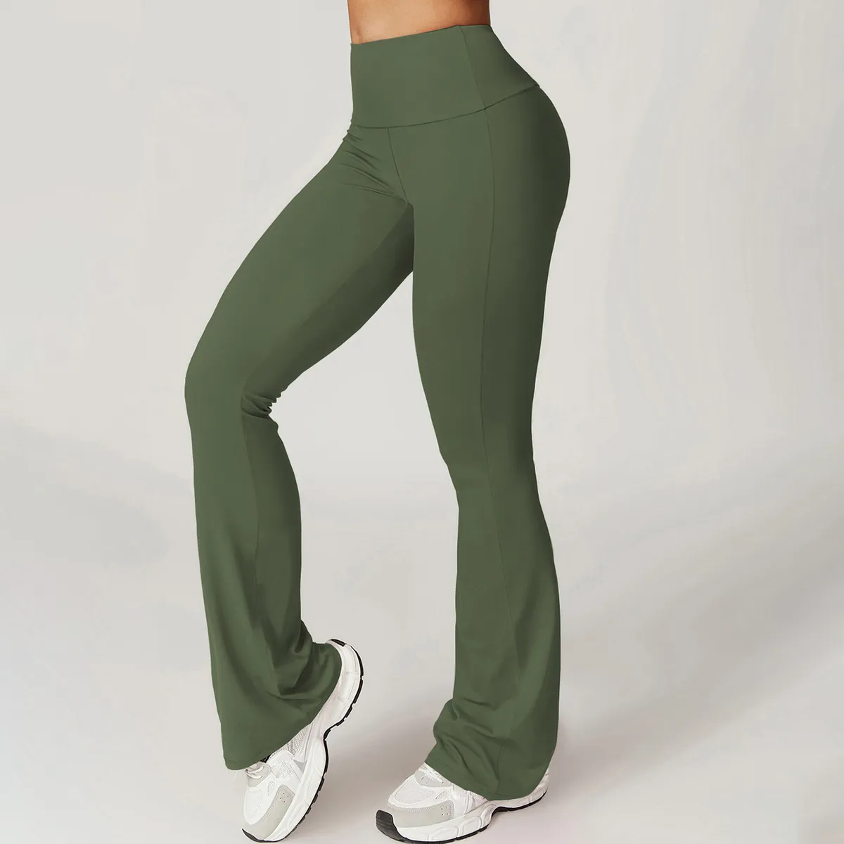 Women Fashion Casual Solid Color High Waist Yoga Sports Pants