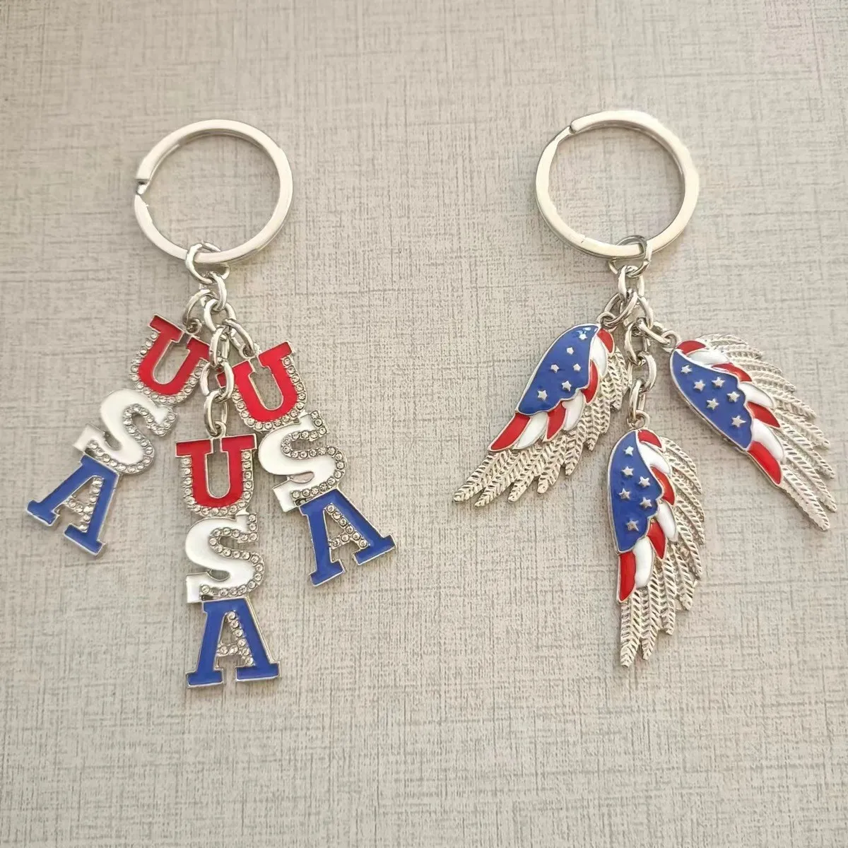 Fashion Creative American Independence Day Five-Pointed Star Wings Hat Keychain Pendant