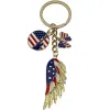 [Kc Gold Blue Independence Day Wings Liberty Bow Keychain]