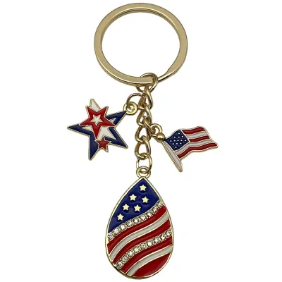 Fashion Independence Day Flag Love Five-Pointed Star Small Pendant Keychain