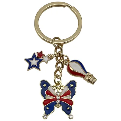 Fashion Independence Day Flag Love Five-Pointed Star Small Pendant Keychain