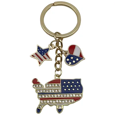 Fashion Independence Day Flag Love Five-Pointed Star Small Pendant Keychain