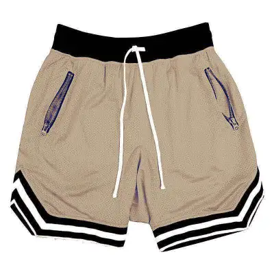 Men Fashion Summer Color Block Thin Mesh Breathable Shorts, Straight-Cut Mid-Waist