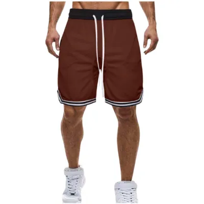 Men Fashion Summer Color Block Thin Mesh Breathable Shorts, Straight-Cut Mid-Waist