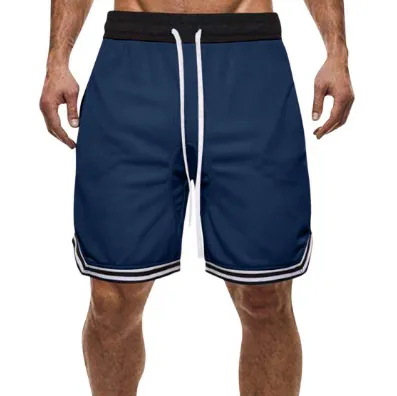 Men Fashion Summer Color Block Thin Mesh Breathable Shorts, Straight-Cut Mid-Waist