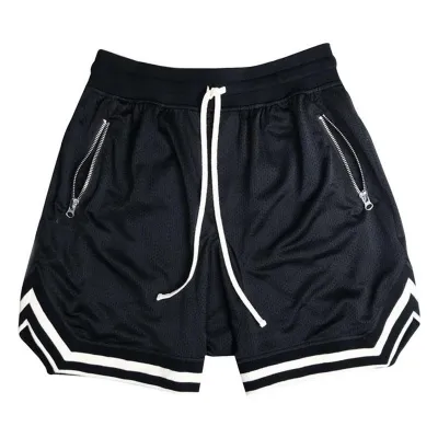 Men Fashion Summer Color Block Thin Mesh Breathable Shorts, Straight-Cut Mid-Waist