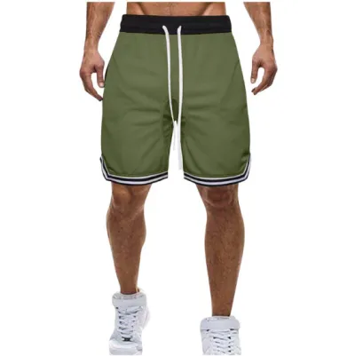 Men Fashion Summer Color Block Thin Mesh Breathable Shorts, Straight-Cut Mid-Waist