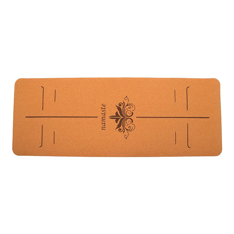 Cork Body Line Thickened Tpe Yoga Mat Sweat-Proof Non-Slip with Guide Lines