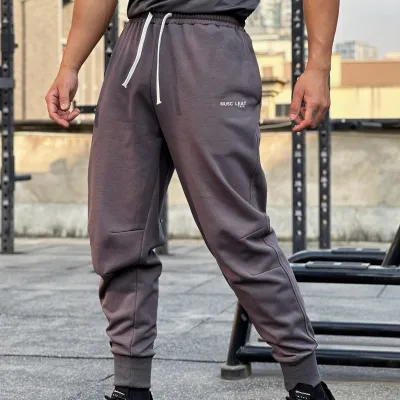 Men's Casual Spring Solid Color Cotton Drawstring Jogging Pants