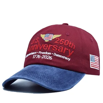 American 250th Anniversary Independence Day Embroidered Baseball Cap Cotton Sporty Style