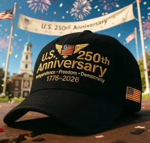American 250th Anniversary Independence Day Embroidered Baseball Cap Cotton Sporty Style