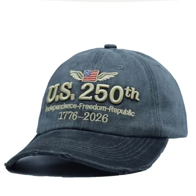 American 250th Anniversary Independence Day Embroidered Baseball Cap Cotton Sporty Style