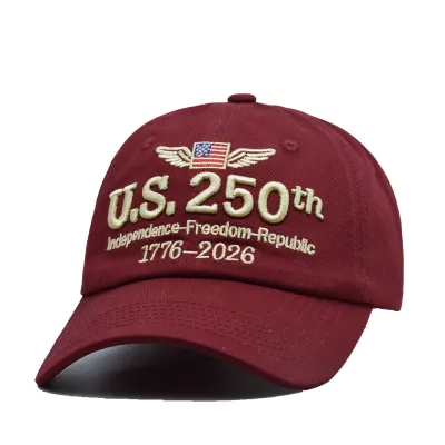 American 250th Anniversary Independence Day Embroidered Baseball Cap Cotton Sporty Style