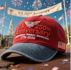 American 250th Anniversary Independence Day Embroidered Baseball Cap Cotton Sporty Style