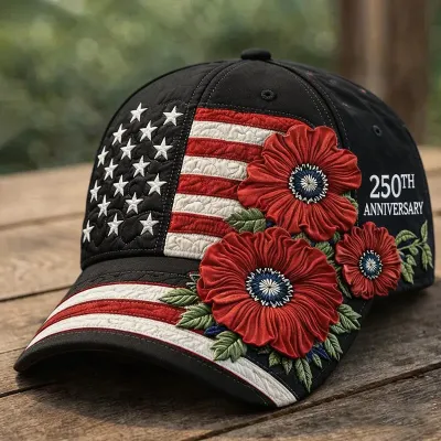 Fashion American 250th Anniversary Of Independence Day Printed Baseball Cap Flat Top Polyester