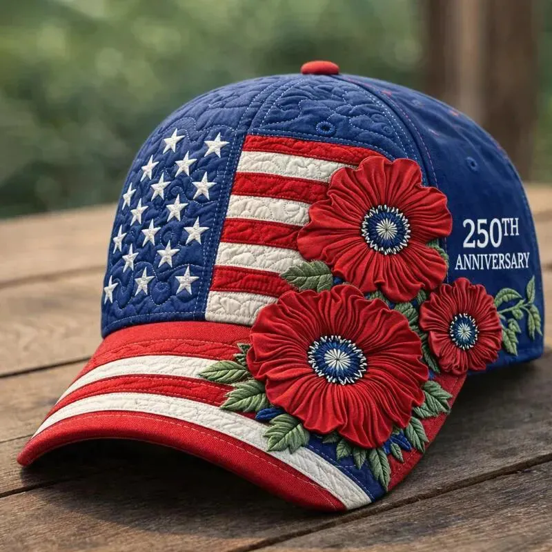 Fashion American 250th Anniversary Of Independence Day Printed Baseball Cap Flat Top Polyester
