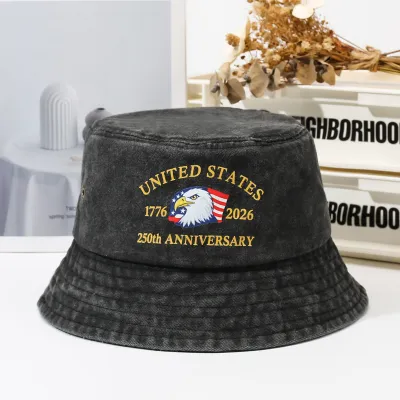 American Independence Day Bucket Hat Cotton Leisure Flat Top