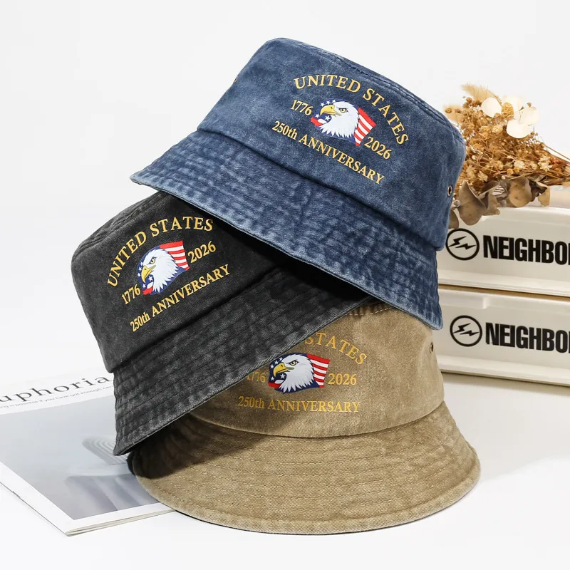 American Independence Day Bucket Hat Cotton Leisure Flat Top
