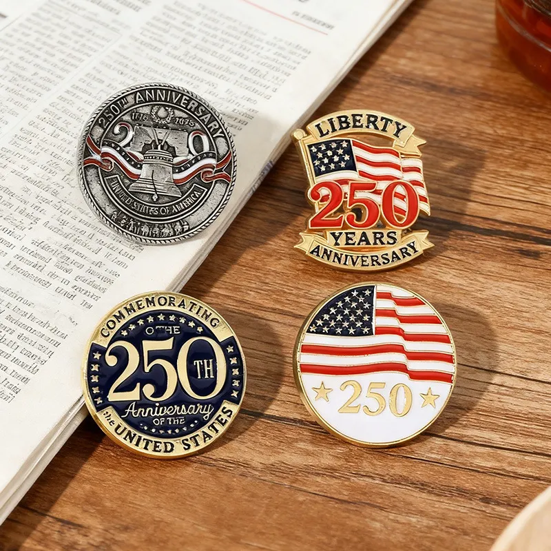 Fashion American 250th Anniversary Independence Day Alloy Drop Oil Badge Honor Brooch
