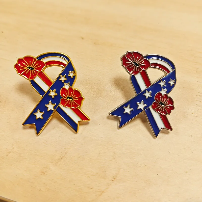 Fashion American 250th Anniversary Independence Day Dropping Floral Ribbon Brooch