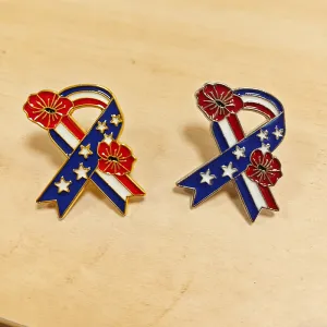 Fashion American 250th Anniversary Independence Day Dropping Floral Ribbon Brooch