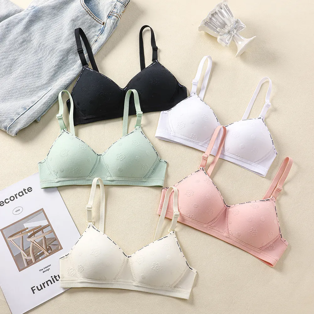 Women Fashion Cute Solid Color Thin Anti-Sagging Gather-Up Bra