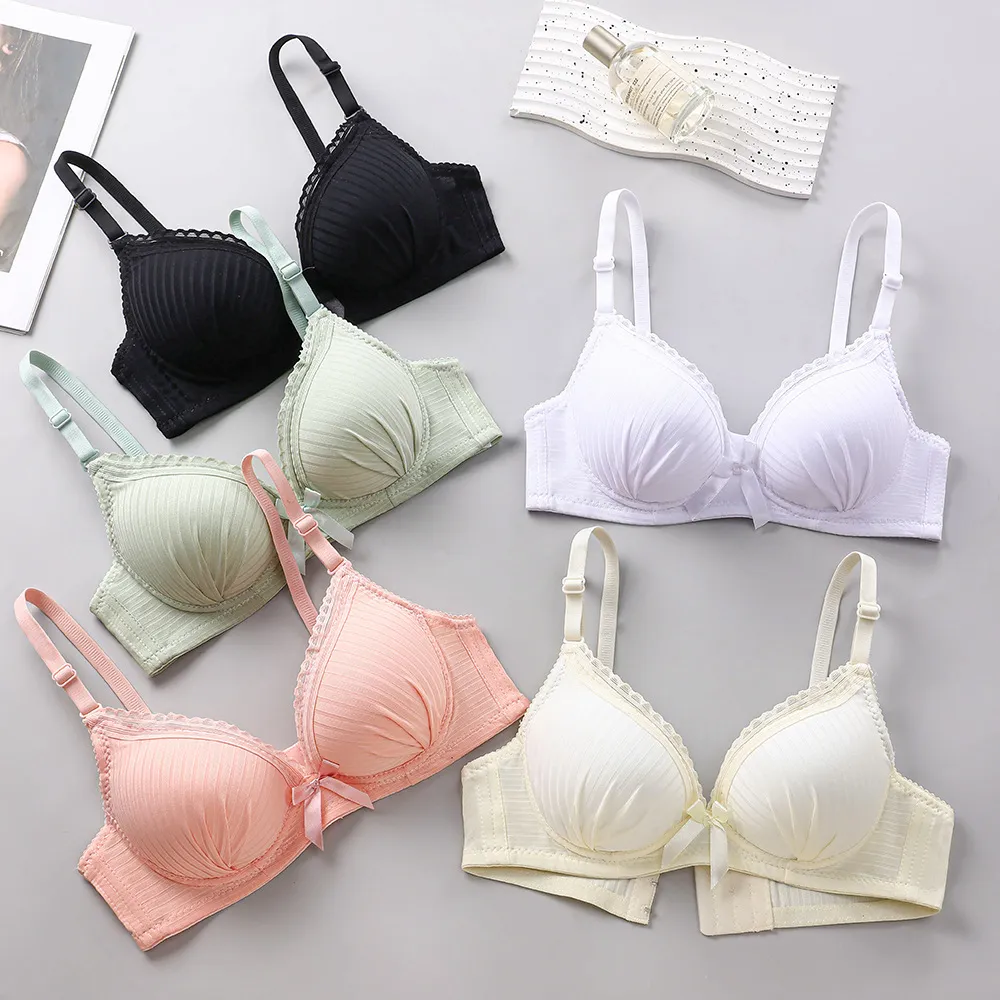 Women Fashion Sexy Solid Color Without Steel Ring Thin Anti-Sagging Adjustable Bra