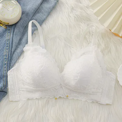 Women Fashion Sexy Solid Color Lace Push-Up Rings-Free Thin Bra