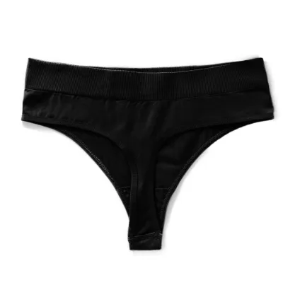 Women Fashion Simple Solid Color Cotton Low Waist Sexy Large Seamless Thread Thong