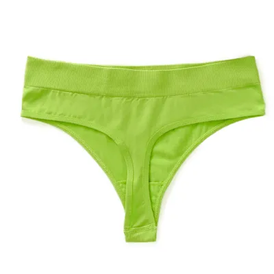 Women Fashion Simple Solid Color Cotton Low Waist Sexy Large Seamless Thread Thong