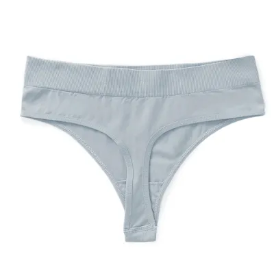 Women Fashion Simple Solid Color Cotton Low Waist Sexy Large Seamless Thread Thong
