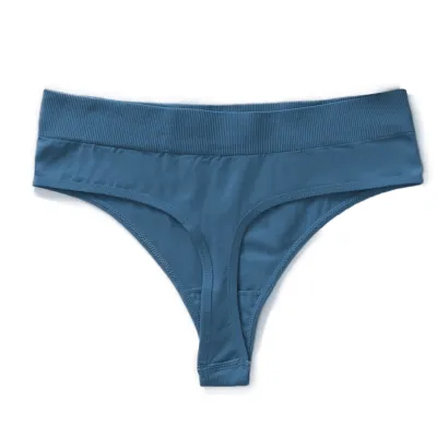 Women Fashion Simple Solid Color Cotton Low Waist Sexy Large Seamless Thread Thong