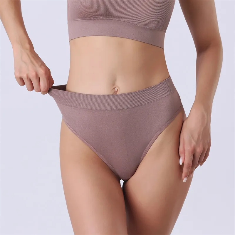 Women Fashion Simple Solid Color Cotton Low Waist Sexy Large Seamless Thread Thong
