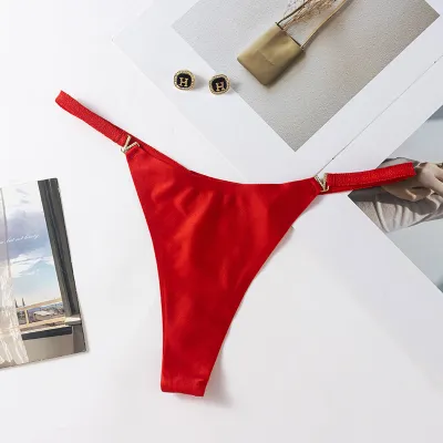 Women Fashion Sexy Simple Solid Color Ice Silk Low Waist Thong