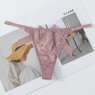 Women Fashion Sexy Solid Color Lace Low Waist Breathable Thong