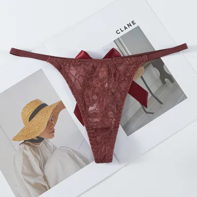Women Fashion Sexy Solid Color Lace Low Waist Breathable Thong