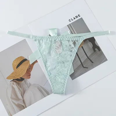 Women Fashion Sexy Solid Color Lace Low Waist Breathable Thong