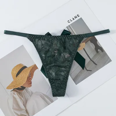 Women Fashion Sexy Solid Color Lace Low Waist Breathable Thong