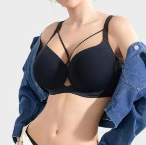 Women Fashion Plus Size Simple Solid Color Traceless Gather-Up Thin Bra